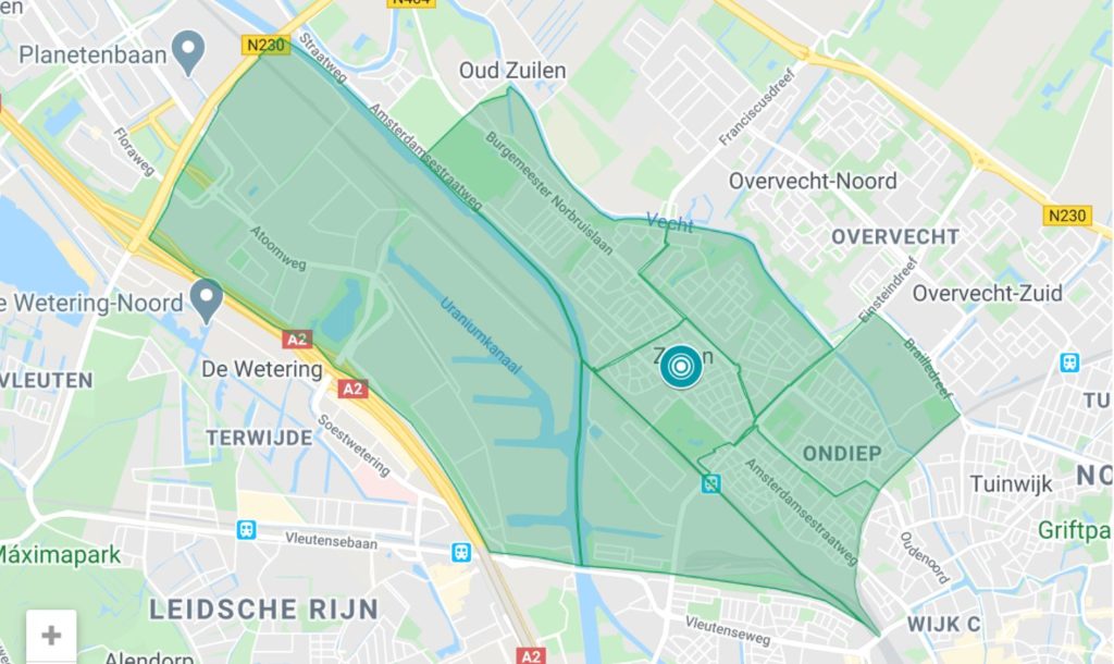 Postcodekaartje Zuilen_nieuw Deelnemende postcodegebieden