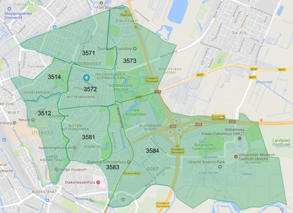 postcodekaartje Grift 1 met cijfers postcodekaartje Grift 1 met cijfers